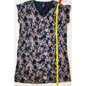 Pure Jill J. Jill Navy Floral Easy Knit Two-Pocket Cotton Dress Petite Large L P